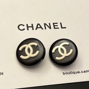 AUTHENTIC!! Lot Of 2 Chanel Vintage CC Logo Buttons 1990s Black White